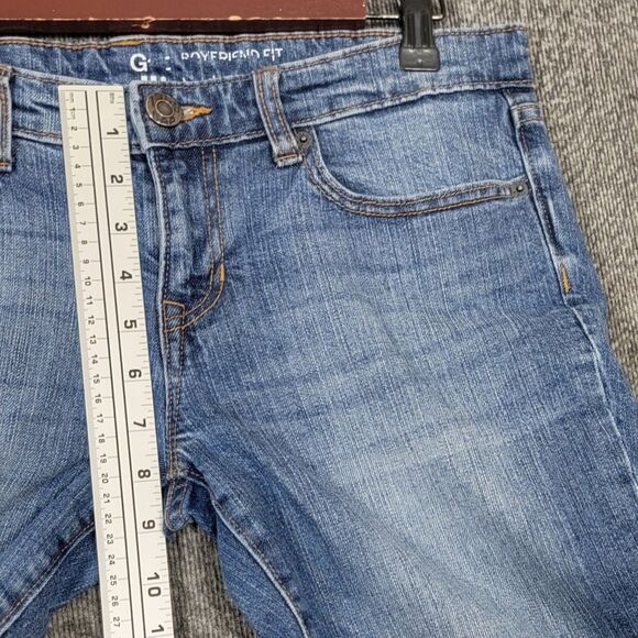 GAP Jeans Womens 8 Blue Boyfriend Fit Medium Wash Cuffed Cropped 32x26 - Picture 4 of 14